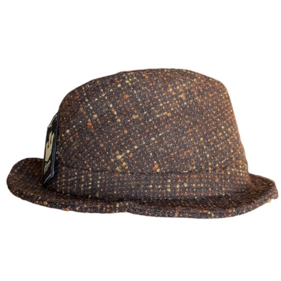 Goorin Bros Brown Wool Blend Tweed Fedora Hat One Size NWT - Picture 4 of 8